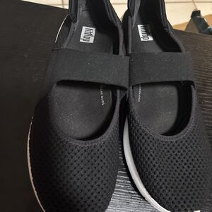 Fitflop Women Uberknit Mary Jane Ballerina 8.5 Flat Slip-on Shoe Comfort Black